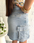 Denim Cargo Skirt